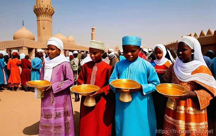 니제르 종교별 분포 및 신앙생활 - **A Vibrant Eid al-Fitr Celebration at a Traditional Mosque:**
    "A joyous and culturally rich sce...